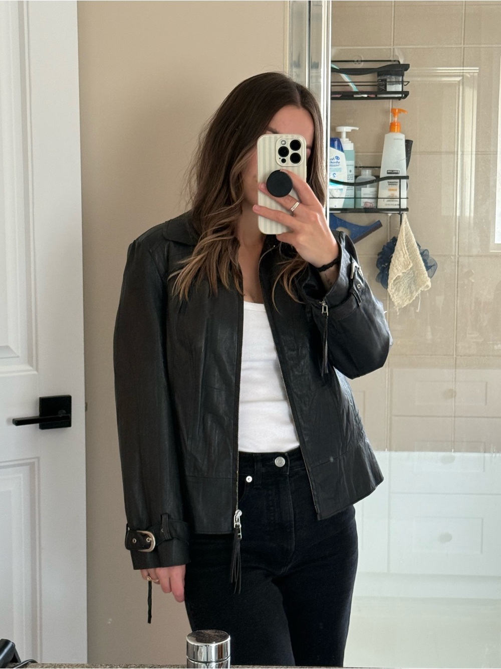 SPANNER genuine Leather Zip-Front Jacket